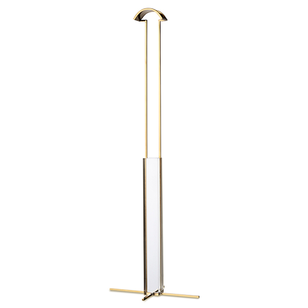 POS long small display for bags made from electroplated metal and acrylic base in gold