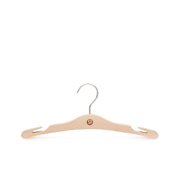 Natural wooden clothes hanger with metal hook