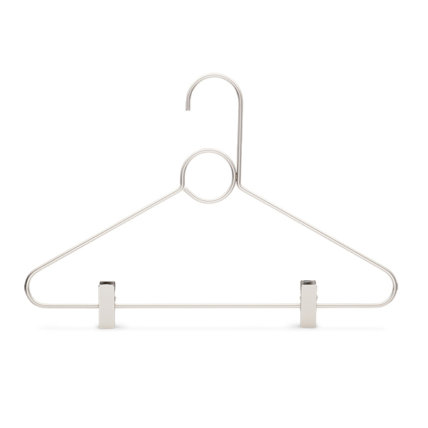 HM001 recycled metal top hanger with clips in matte nickel finish, 41cm